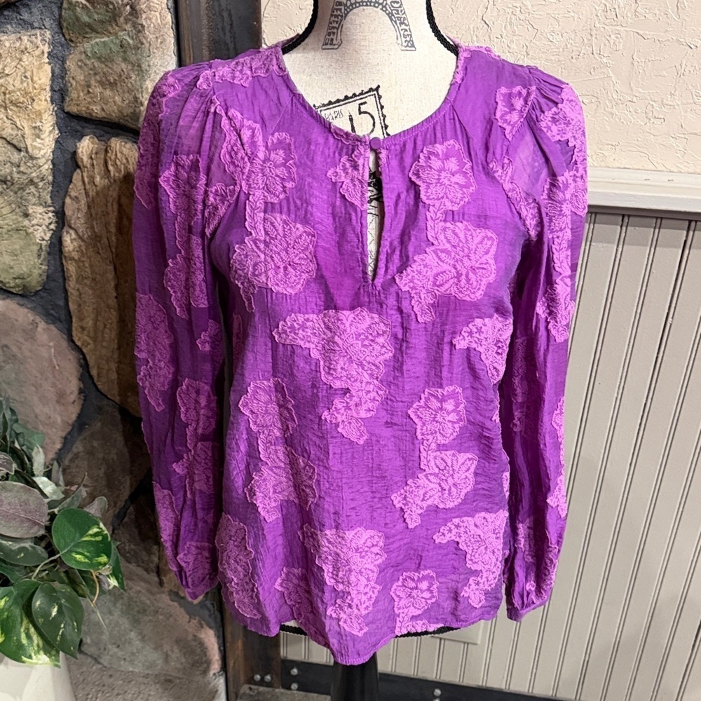 LOFT Purple Floral Blouse
